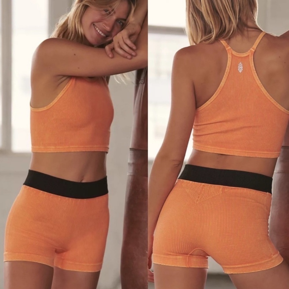 FREE PEOPLE Movement Prajna Seamless Shorts Peach Horizon M/L NWT - Picture 2 of 11